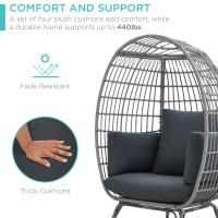 Best Choice Products Wicker Egg Chair Oversized Indoor Outdoor Lounger For Patio Backyard Living Room W 4 Cushions Steel Fr