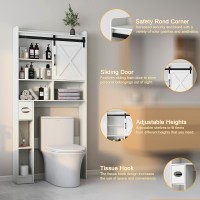 Over The Toilet Storage Cabinet Farmhouse Storage Cabinet Over Toilet With Sliding Barn Door Toilet Paper Holder Stand Home S