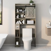 Over The Toilet Storage Cabinet Farmhouse Storage Cabinet Over Toilet With Sliding Barn Door Toilet Paper Holder Stand Home S