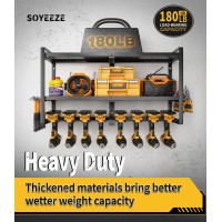 Soyeeze Power Tool Organizer & Storage Wall Mount - Heavy Duty Metal 8 Drill Holder  3 Layer Premium Garage Utility Power Tool Rack &Tool Shelf Great As Gifts For Men Father'S Day-Large-Black