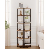 Hzuaneri Corner Shelf Stand Corner Bookshelf Storage Standing Shelf Unit With Metal Frame Plant Stand Corner Bookcase For Li