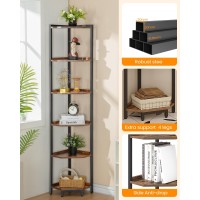 Hzuaneri Corner Shelf Stand Corner Bookshelf Storage Standing Shelf Unit With Metal Frame Plant Stand Corner Bookcase For Li