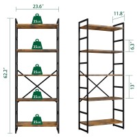 Shintenchi 5 Tiers Bookshelf Classically Tall Bookcase Shelf Industrial Book Rack Modern Book Holder In Bedroomliving Roomhom