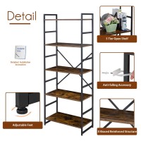 Shintenchi 5 Tiers Bookshelf Classically Tall Bookcase Shelf Industrial Book Rack Modern Book Holder In Bedroomliving Roomhom