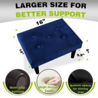 Linmagco Small Foot Stool Ottoman Velvet Foot Rest For Couch With Wood Legs Mordern Padded Foot Stool For Living Room Small Otto