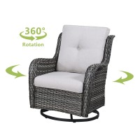 Hummuh Outdoor Swivel Rocker Wicker Patio Chairs High Back Pe Rattan Glider Chairs 4Pcs Patio Furniture Setgrey Beige