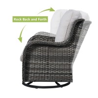 Hummuh Outdoor Swivel Rocker Wicker Patio Chairs High Back Pe Rattan Glider Chairs 4Pcs Patio Furniture Setgrey Beige