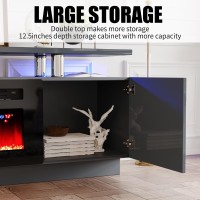 Amerlife Fireplace Tv Stand With 36 Fireplace 70 Modern High Gloss Fireplace Entertainment Center Led Lights 2 Tier Tv Con