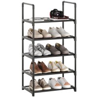 Hockmez 5Tier Small Shoe Rack Stackable Shoe Shelf Storage Organizer For Entryway Hallway Closet Bathroom Living Roomblack5Ti