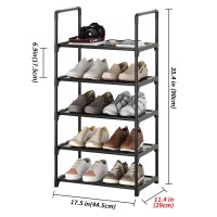 Hockmez 5Tier Small Shoe Rack Stackable Shoe Shelf Storage Organizer For Entryway Hallway Closet Bathroom Living Roomblack5Ti