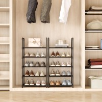 Hockmez 5Tier Small Shoe Rack Stackable Shoe Shelf Storage Organizer For Entryway Hallway Closet Bathroom Living Roomblack5Ti