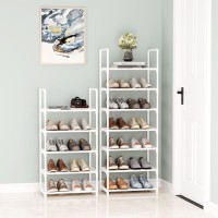 Hockmez 5Tier Small Shoe Rack Stackable Shoe Shelf Storage Organizer For Entryway Hallway Closet Bathroom Living Roomwhite5Ti