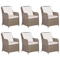Vidaxl 7 Piece Patio Dining Set Made Of Brown Poly Rattan Featuring A Sturdy Powder-Coated Steel Frame And Solid Acacia Wood Tabletop For All-Day Comfort And Relaxation On Your Patio Or In The Garden