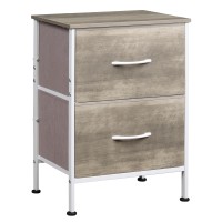 Wlive Night Stand Greige Nightstand With 2 Fabric Drawers Small Dresser For Bedroom Bedside Table End Table With Storage Draw