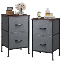 Wlive Night Stand Set 2 Dresser And Nightstand Sets Nightstands For Bedroom With 2 Fabric Drawer End Tables Bedroom Furniture