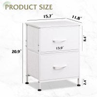 Wlive White Nightstand 2 Drawer Dresser For Bedroom Small Night Stand With Fabric Drawers Bedside Furniture End Table For Be