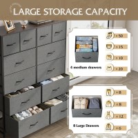 Wlive Tall Dresser For Bedroom With 12 Drawers Dressers Chests Of Drawers Fabric Dresser For Bedroom Closet Fabric Storage