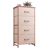 Wlive 4 Drawers Dresser For Bedroom Pink Rose Gold Fabric Clothes Storage Organizer Unit Dresser For Hallway Entryway Closet