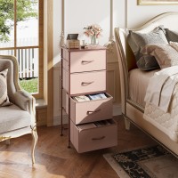 Wlive 4 Drawers Dresser For Bedroom Pink Rose Gold Fabric Clothes Storage Organizer Unit Dresser For Hallway Entryway Closet