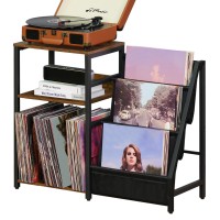 Lelelinky Record Player Stand With Vinyl Storage 3 Tier Turntable Stand With Display Shelf Storage Up To 150 Albums Brown End T