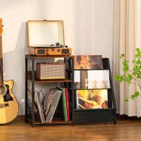 Lelelinky Record Player Stand With Vinyl Storage 3 Tier Turntable Stand With Display Shelf Storage Up To 150 Albums Brown End T