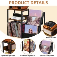 Lelelinky Record Player Stand With Vinyl Storage 3 Tier Turntable Stand With Display Shelf Storage Up To 150 Albums Brown End T