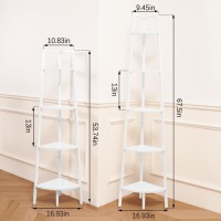 Yoobure Corner Shelf 4Tier Corner Bookshelf With Metal Frame Ladder Corner Shelves Display Shelf For Bedroom Living Room Tal