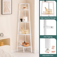 Yoobure Corner Shelf 4Tier Corner Bookshelf With Metal Frame Ladder Corner Shelves Display Shelf For Bedroom Living Room Tal