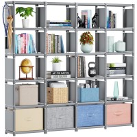 Mavivegue Book Shelf 20 Cube Storage Organizer Diy Bookcase Metal Cube Bookshelf Tall Book Case For Bedroom Living Room Offi