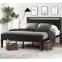 Sha Cerlin 14 Inch Queen Size Metal Platform Bed Frame With Wooden Headboard And Footboard Mattress Foundation No Box Spring N