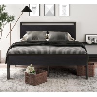 Sha Cerlin 14 Inch Queen Size Metal Platform Bed Frame With Wooden Headboard And Footboard Mattress Foundation No Box Spring N