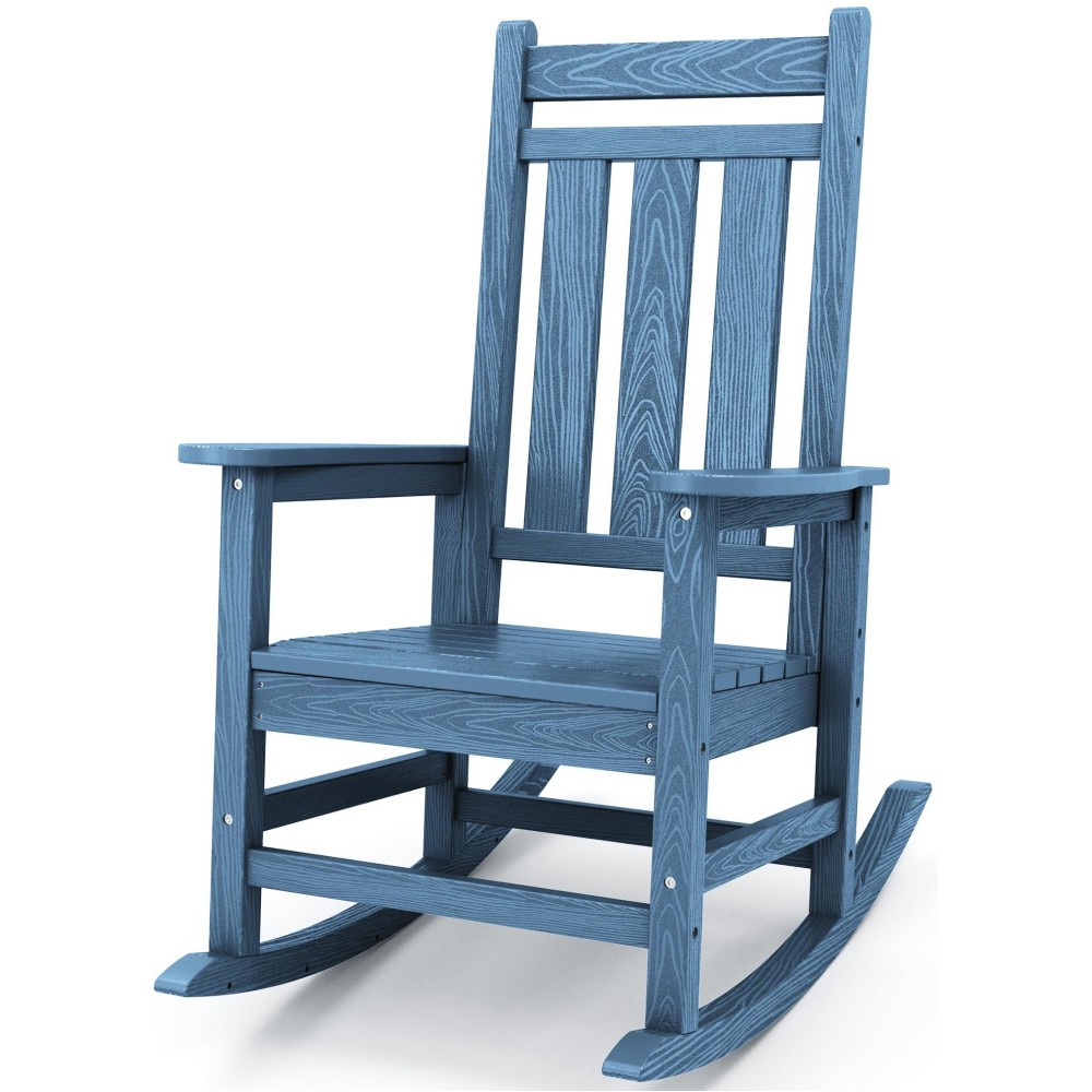 Kingyes Outdoor Patio Rocking Chair Plum Rocker Blue