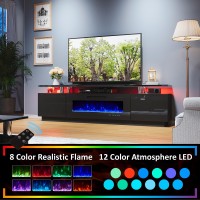 Amerlife Fireplace Tv Stand With 40 Fireplace 80 Modern High Gloss Fireplace Entertainment Center Led Lights 2 Tier Tv Con