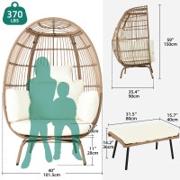 Yitahome Wicker Outdoor Egg Chair With Footrest Patio Oversized Lounger Chair With Ottoman Cushions Outdoor Indoor Basket Chai