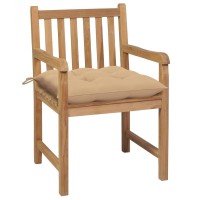 vidaXL Patio Chairs 2 pcs with Beige Cushions Solid Teak Wood 3062748