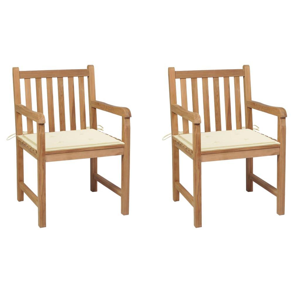 vidaXL Garden Chairs 2 pcs with Cream Cushions Solid Teak Wood 2732