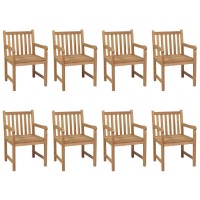 vidaXL Garden Chairs 8 pcs with Gray Cushions Solid Teak Wood 3074