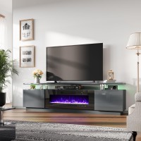 Amerlife Fireplace Tv Stand With 40 Fireplace 80 Modern High Gloss Fireplace Entertainment Center Led Lights 2 Tier Tv Con