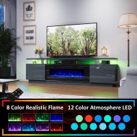 Amerlife Fireplace Tv Stand With 40 Fireplace 80 Modern High Gloss Fireplace Entertainment Center Led Lights 2 Tier Tv Con