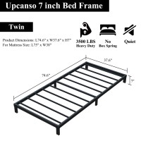 Upcanso 7 Inch Twin Bed Frames No Box Spring Need Low Profile Metal Platform Twin Size Bed Frame Heavy Duty Support Bedframes