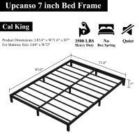 Upcanso 7 Inch California King Bed Frame No Box Spring Need Low Profile Metal Platform Cal King Size Bed Frame Heavy Duty Supp