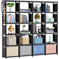 Mavivegue Book Shelf 20 Cube Storage Organizer Diy Bookcase Metal Cube Bookshelf Tall Book Case For Bedroom Living Room Offi