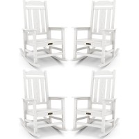 Serwall Outdoor Rocking Chair White Set Of 4 All Weather Patio Rocking Chair Hdpe Poly Rocking Chair For Adults Heavy Duty Fr