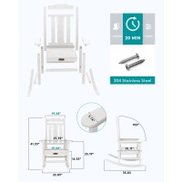 Serwall Outdoor Rocking Chair White Set Of 4 All Weather Patio Rocking Chair Hdpe Poly Rocking Chair For Adults Heavy Duty Fr