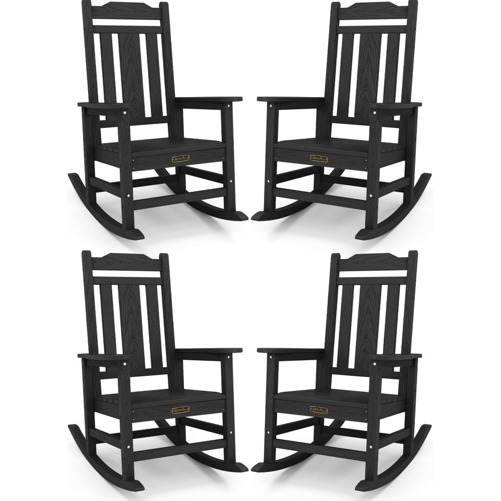 Serwall Outdoor Rocking Chair Black Set Of 4