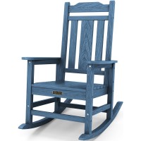 Serwall Outdoor Rocking Chair Hdpe Poly Rocking Chair For Adults All Weather Heavy Duty Front Porch Rocker Blue