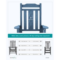 Serwall Outdoor Rocking Chair Hdpe Poly Rocking Chair For Adults All Weather Heavy Duty Front Porch Rocker Blue