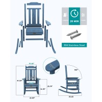 Serwall Outdoor Rocking Chair Hdpe Poly Rocking Chair For Adults All Weather Heavy Duty Front Porch Rocker Blue