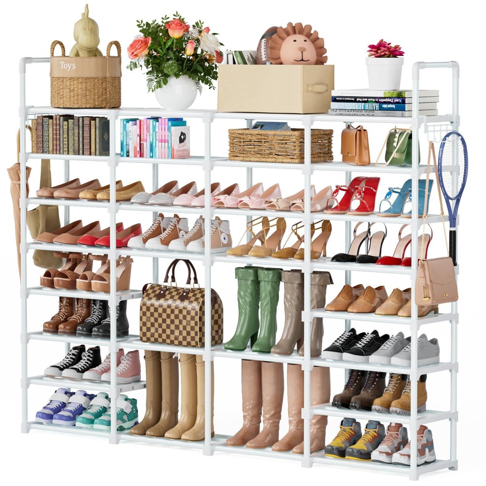 Mavivegue 8 Tiers Large Shoe Rack Tall Metal Shoe Organizer 5055 Pairs Boots And Shoe Storage Shelf Large Stackable Shoe Rac