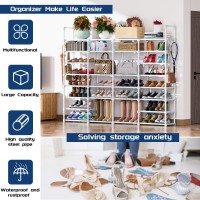 Mavivegue 8 Tiers Large Shoe Rack Tall Metal Shoe Organizer 5055 Pairs Boots And Shoe Storage Shelf Large Stackable Shoe Rac